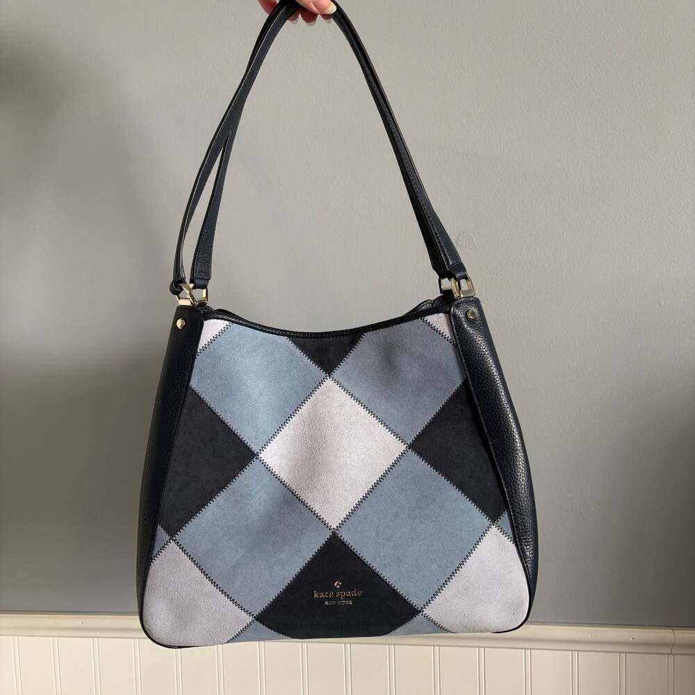 Kate Spade New York Leila Medium Triple Compartment Patchwork Suede Shoulder Bag - Picture 2 of 12
